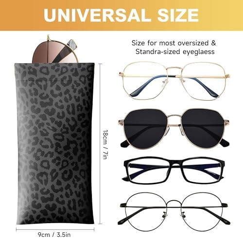 2 Pcs Sunglasses Eyeglass Glasses Case, 33-leopard Print Black and Grey(2pcs)