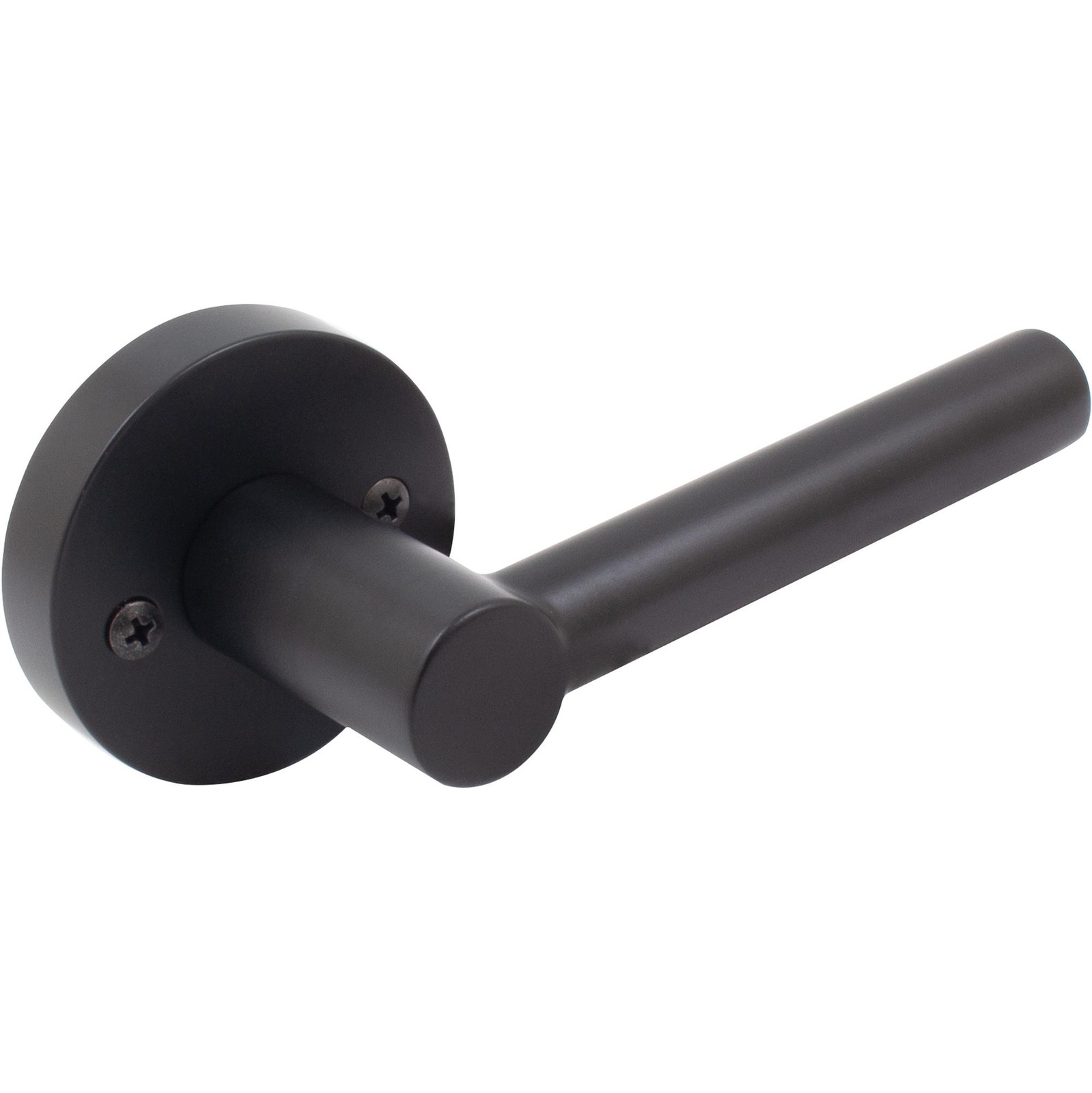 Zurich Door Lever with Round Rosette, Dummy (Non-Turning) Latch, Matte Black by