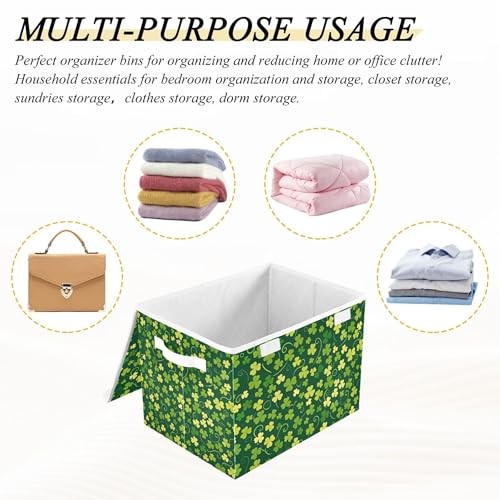 St. Patrick's Day Storage Bins with Lids and Carrying Handle,Foldable Storage