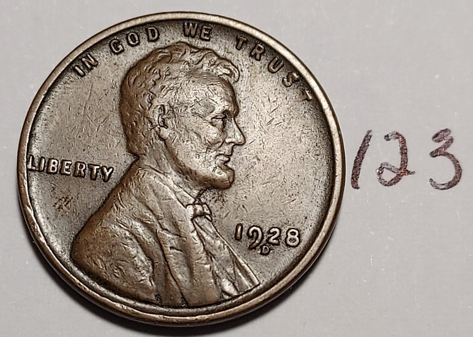1928-D Lincoln Wheat Cent VERY FINE #123