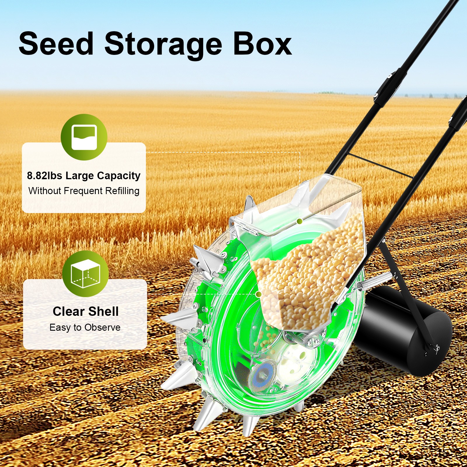 Seeder Machine Hand Push Roller Manual Soy Corn Carousel Precision Seeding Tool