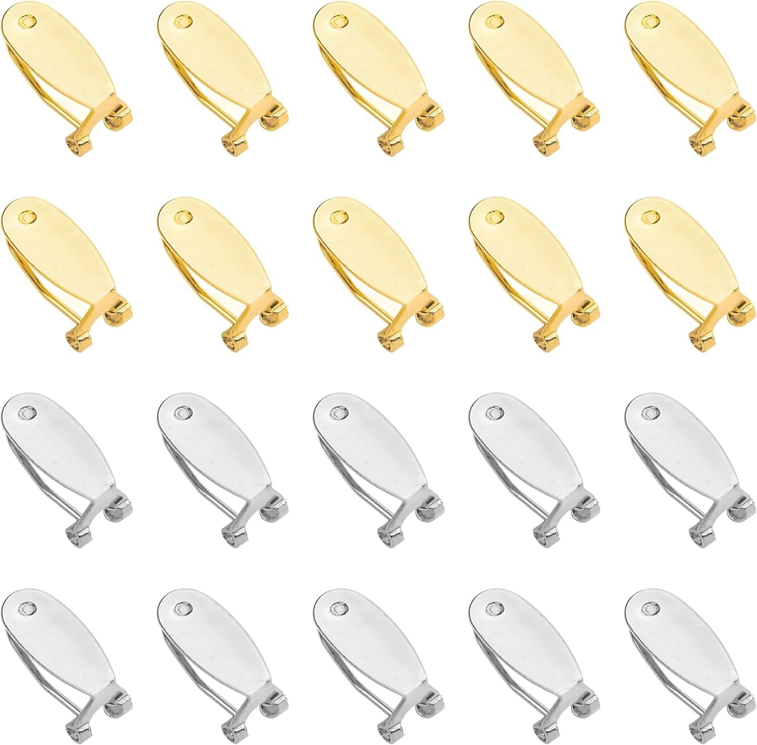 20PCS Fingernail Earring Post Backs, Hypoallergenic Clip Base Studs, Hinged Pads