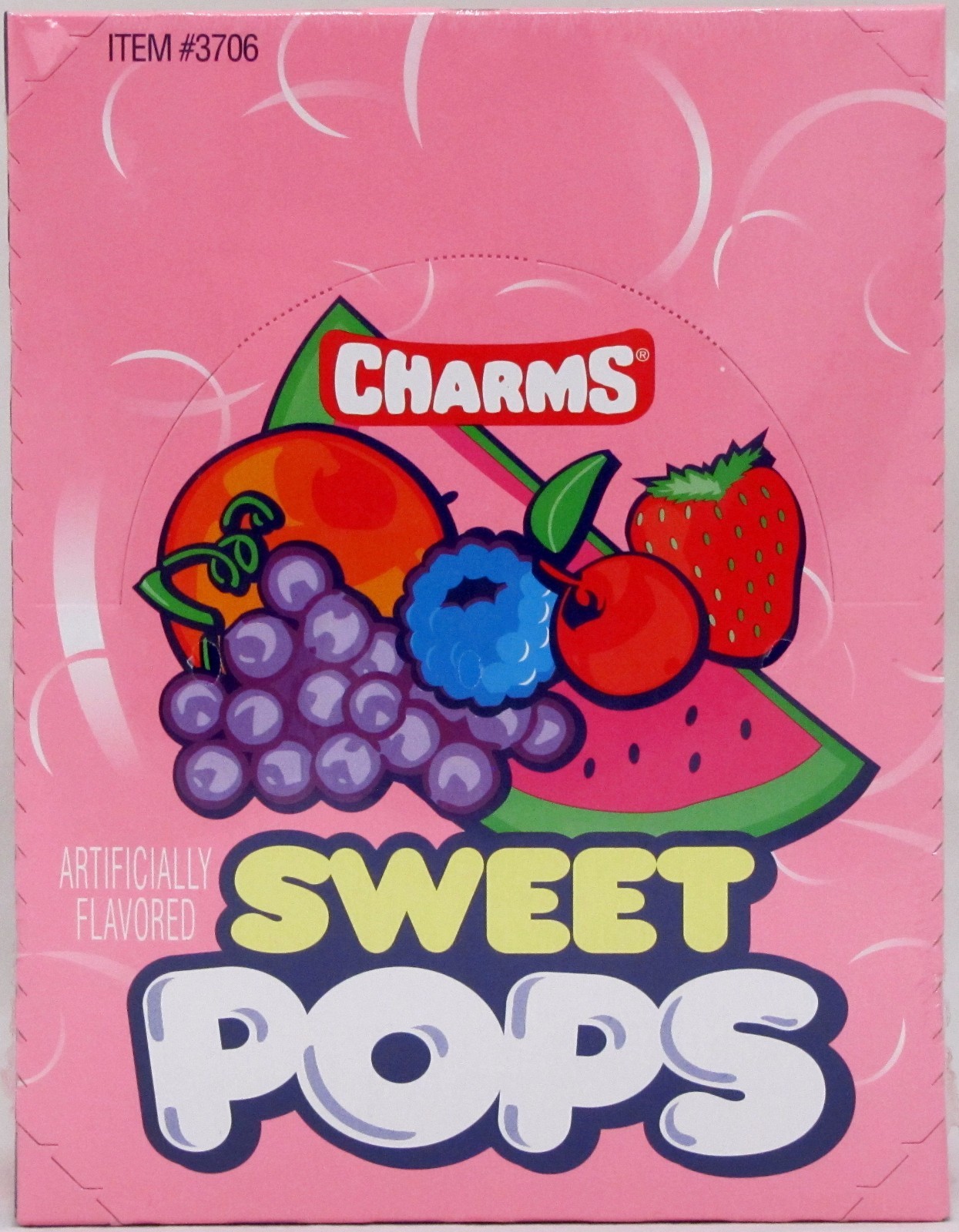 Charms Sweet Pops Suckers 48 Count Box Candy Flat Pop Lollipops Bulk Candies
