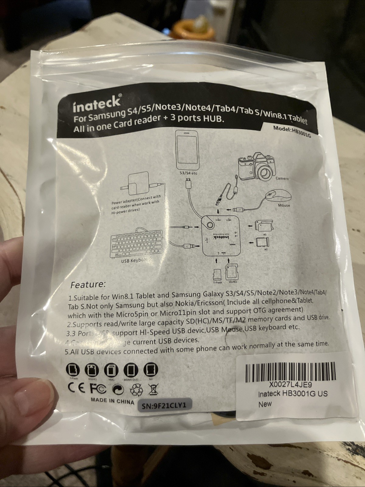 Inatek All In One Card Reader And 3 Port Hub Model HB3001G See Photo For Specs