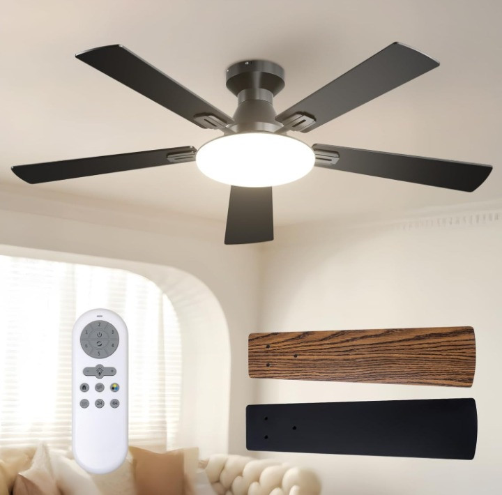 Ventilador de Techo 52" con Luz LED, Mando, Motor DC, 3CCT Regulable, Nuevo