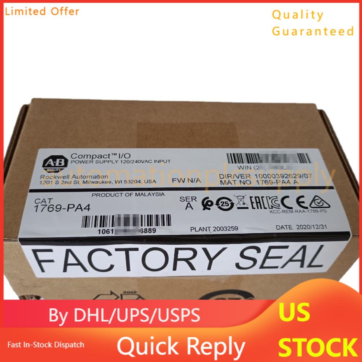 1 PCS New Factory Sealed AB 1769-PA4 /A CompactLogix Power Supply 1769PA4 In US