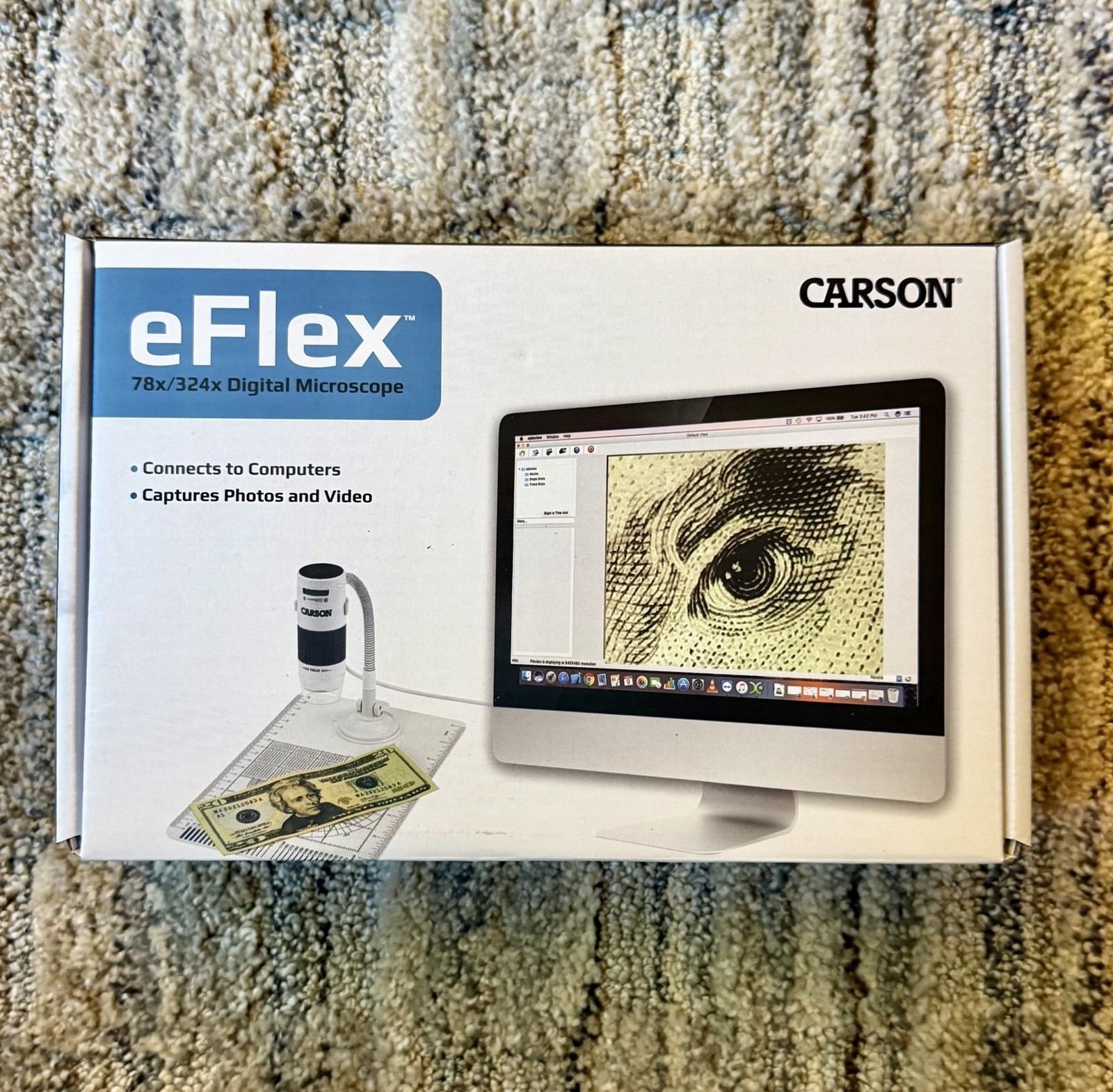 Carson eFlex 75x/324x Digital Microscope - Complete in Box