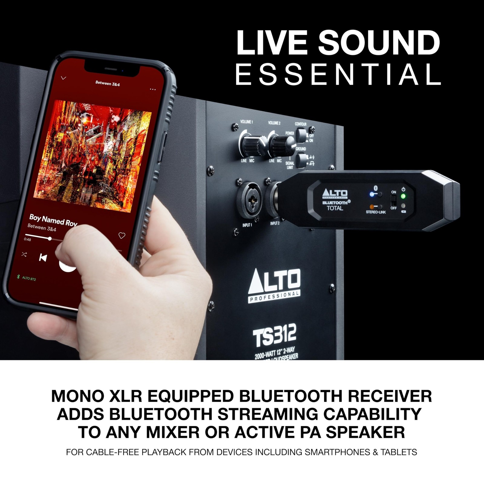 ALTO Bluetooth Total 2 XLR Equipped Rechargeable Bluetooth Receiver for Mixin...