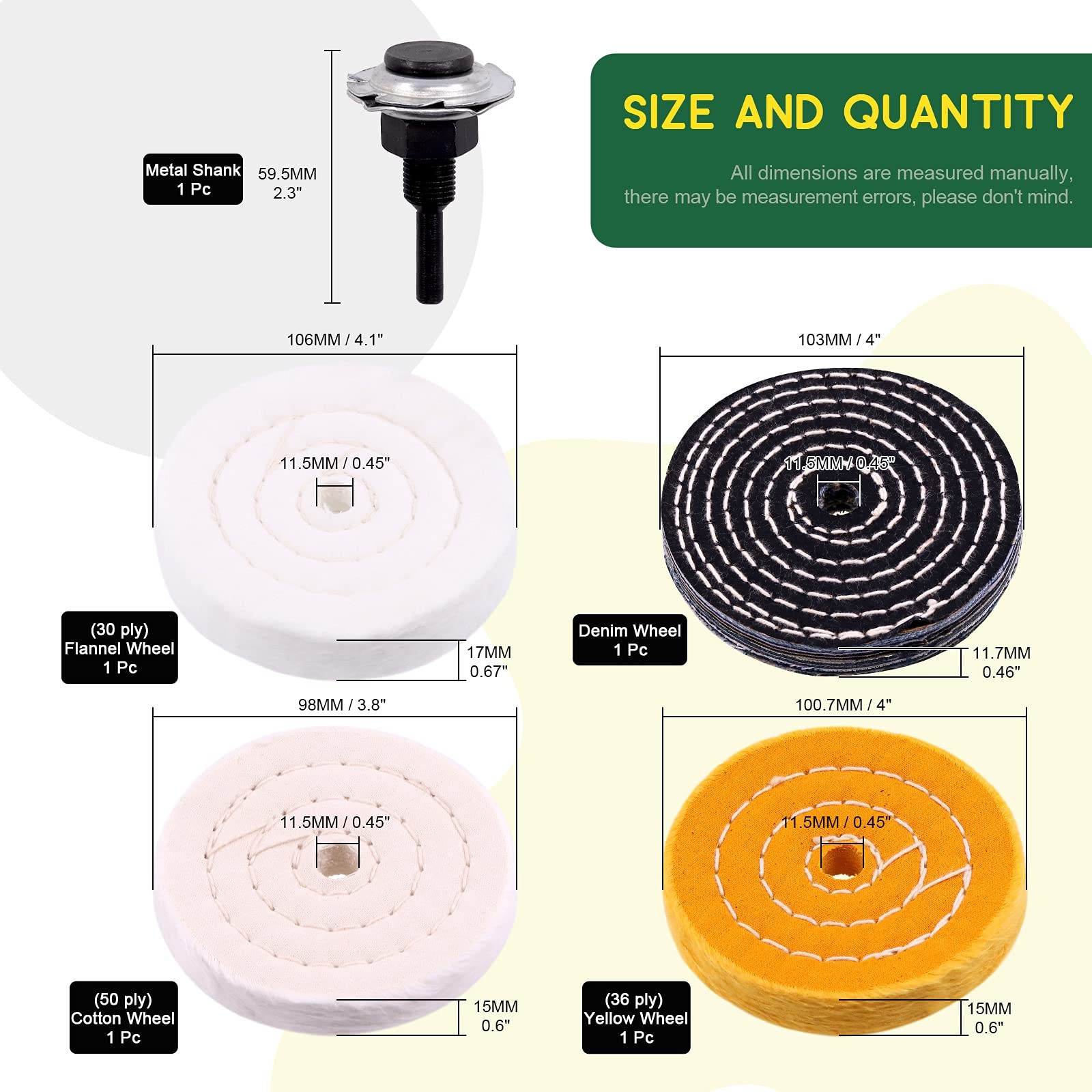 Keadic 8Pcs 4inch Buffing Polishing Wheel Kit Includes Polishing Compounds, B...