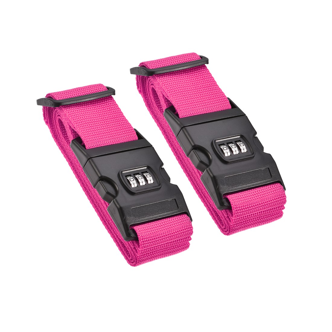 2Pack Luggage Straps Suitcase Belts with Buckle Combination Lock 2Mx5cm Rose Red