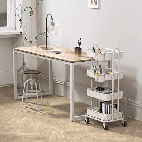SimpleHouseware Heavy Duty 4-Tier Utility Rolling Cart White
