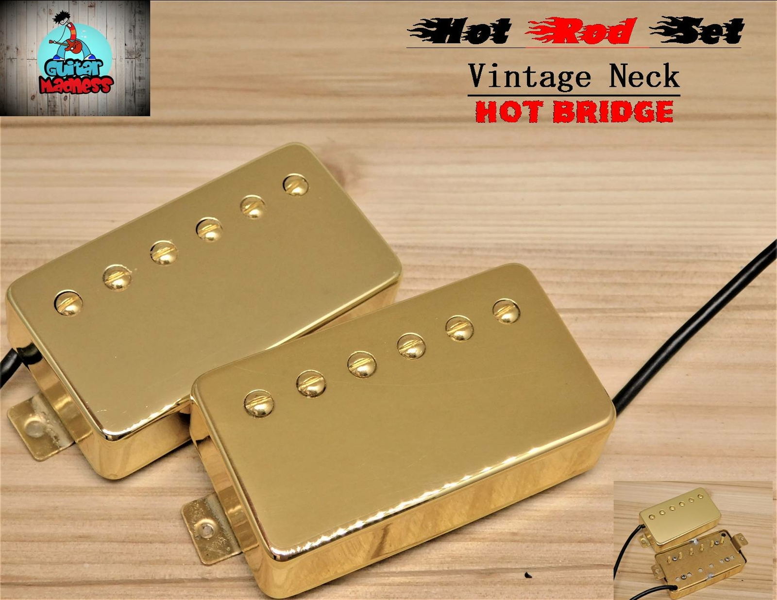 G.M. Hot Rod Humbucker Set Vintage  Neck 7.8k, Hot Bridge 15k   Alnico 5,Gold