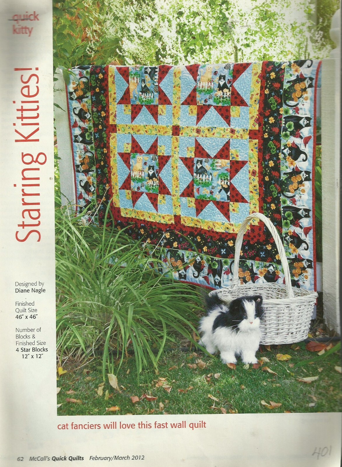 C0195  STARRING KITTIES!   QUILT PATTERN/INSTRUCTIONS