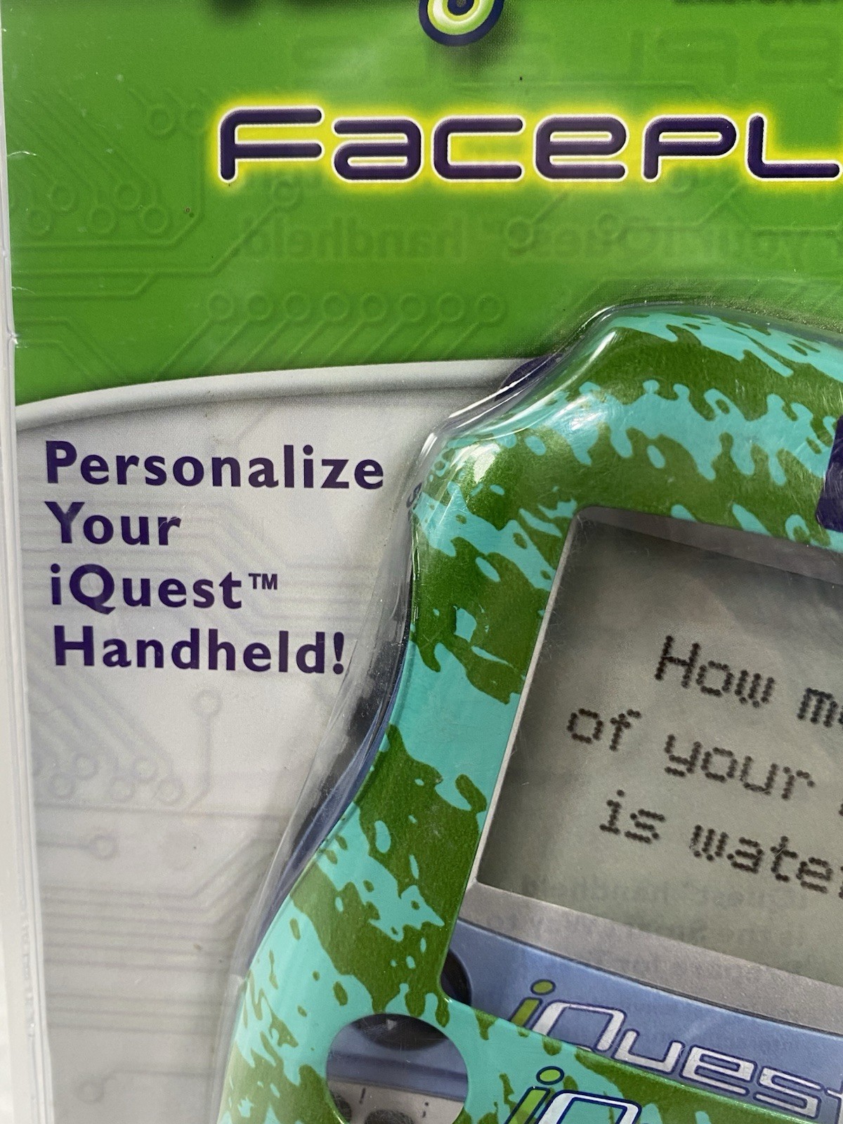 Faceplate for iQuest (from Quantum Leap) Handheld Device- Green on Blue