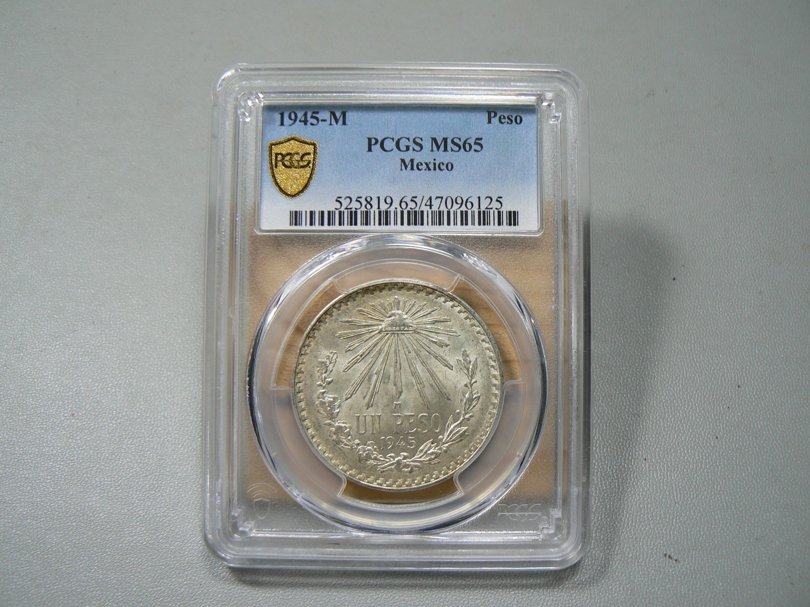 Mexico 1945-M Peso PCGS MS65