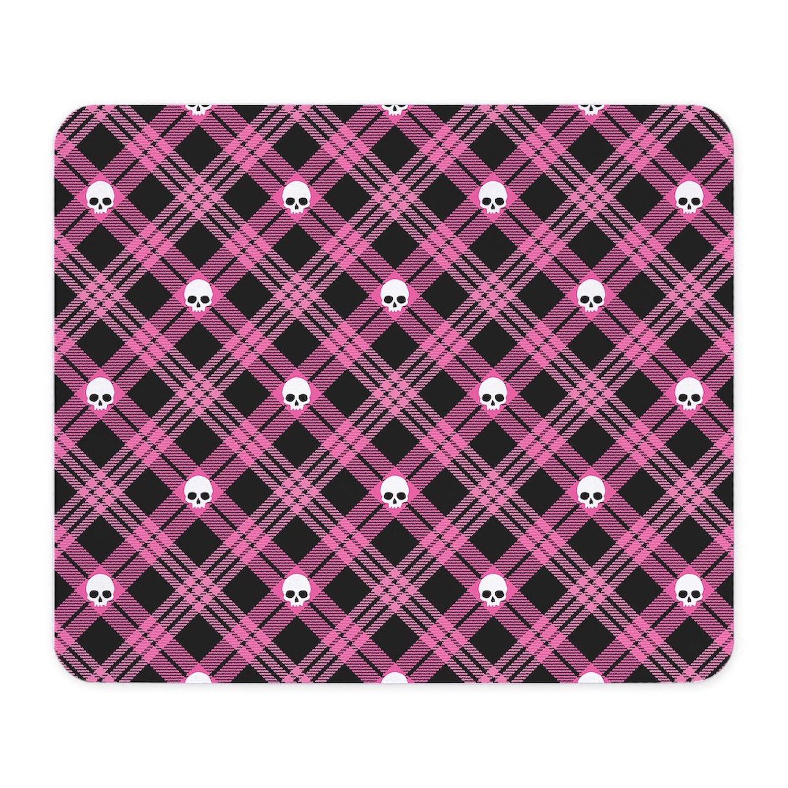 CafePress Pink Skull Plaid Mousepad  (1477157249)