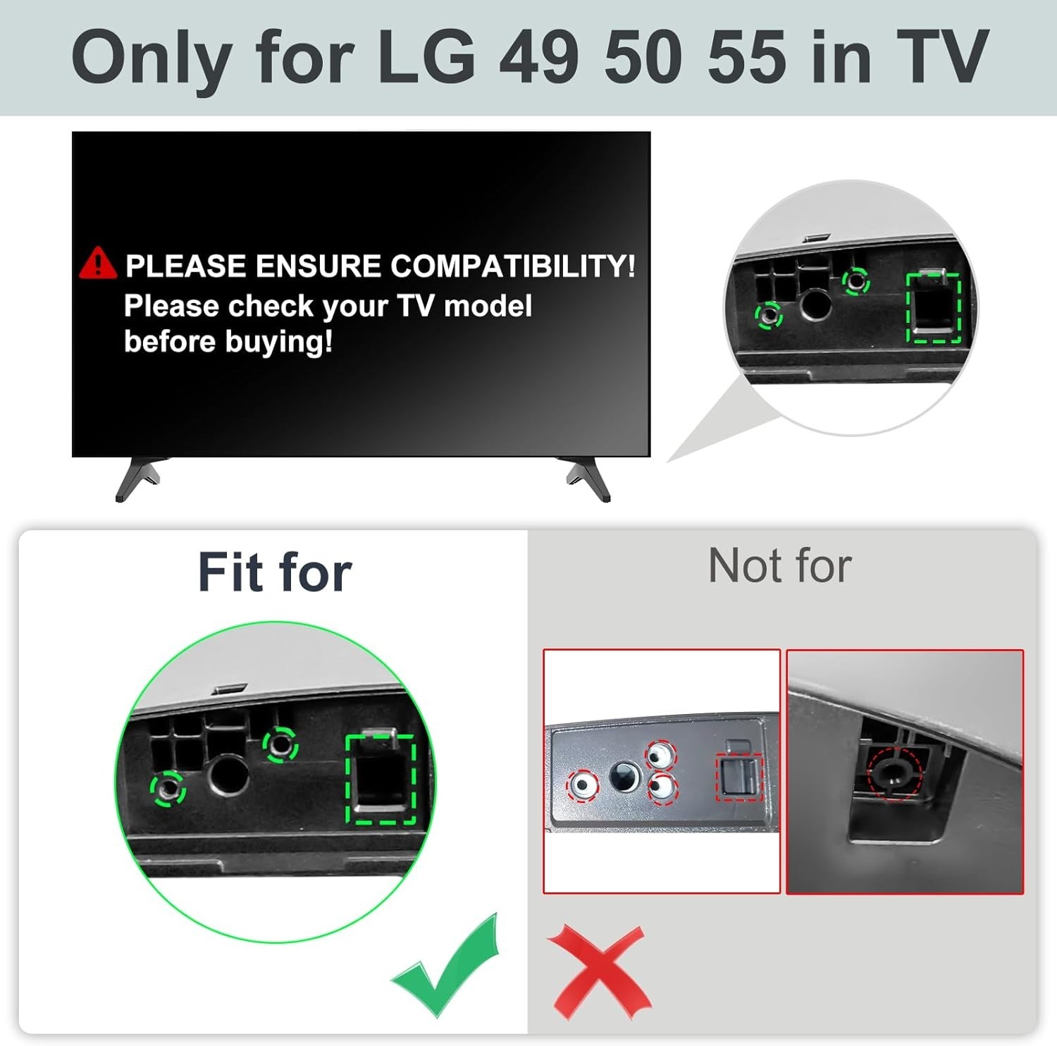 Sturdy LG TV Stand Legs Replacement - Easy Assembly for 49, 50, 55 Inch Models