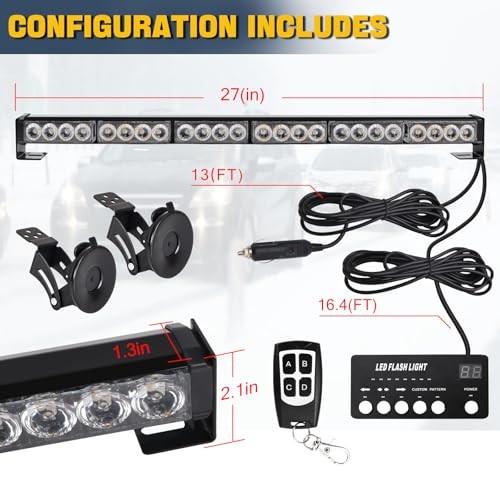 Traffic Advisor Strobe Lights Bar Emergency Warning Strobe Amber and White