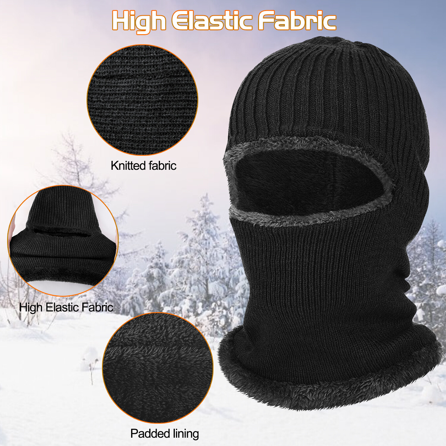 Balaclava Ski Full Face Mask Windproof Fleece Neck Warm for Winter Cold Weather