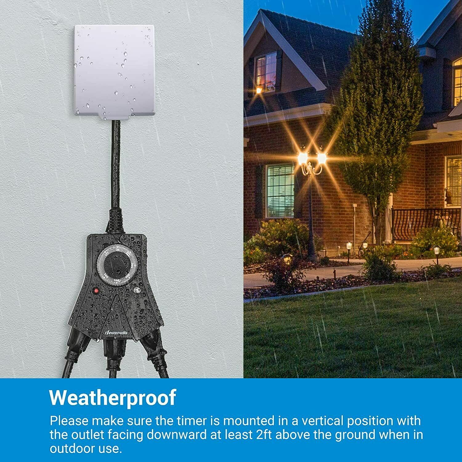DEWENWILS Plug in Outlet Light Timer Dusk to Dawn Countdown Timer for Pool Pump
