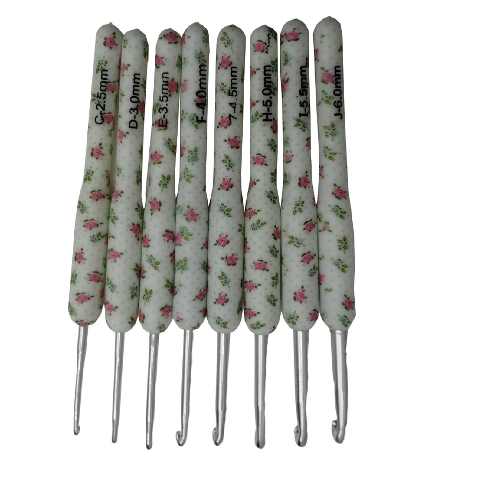 8pcs Hooks Needles Knit Weave Soft Pottery Crochet White Printed Crochet Hooks