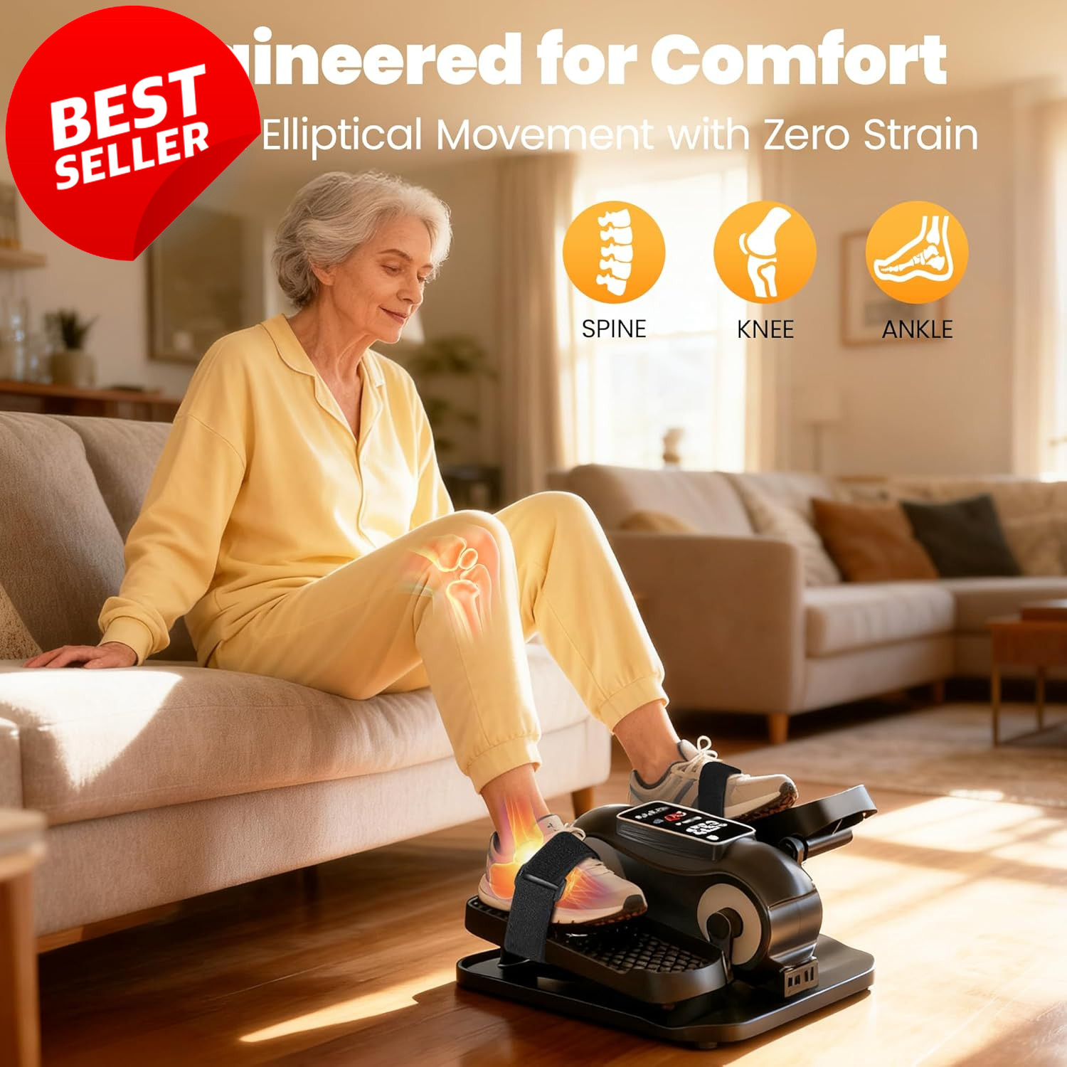 Under Desk Elliptical Machine 12 Speed Quiet Pedal Exerciser Remote Black - US