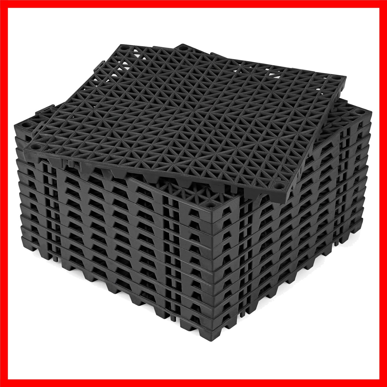 Modular Interlocking Cushion 12P 11.8" x 11.8" Interlocking Rubber Floor Drai...