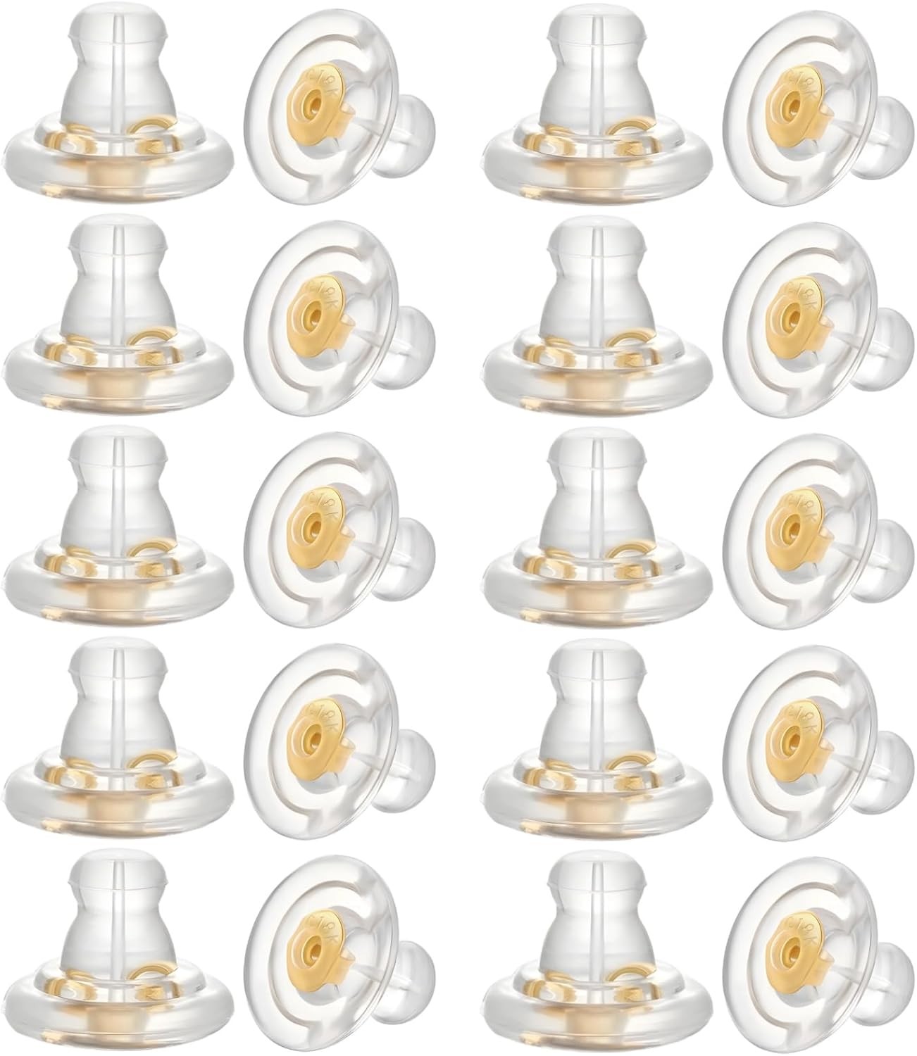 20PCS 18K Gold Silicone Earring Backs Locking for Heavy Earrings, Droopy Ears