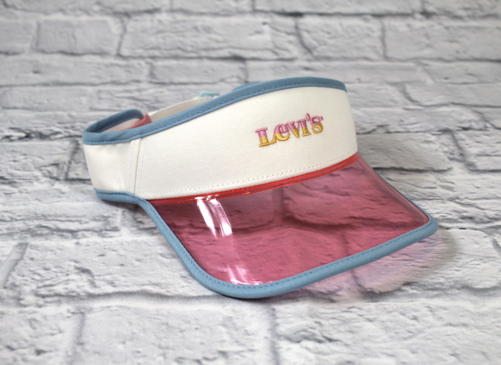 Levi’s Transparent Pink Logo Visor White With Blue Piping Ombré Logo