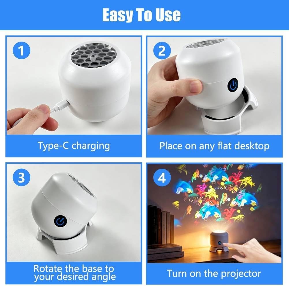 Dynamic Rotating Led Projector Lights Ocean Scene Rotating Night Lamp for Kids