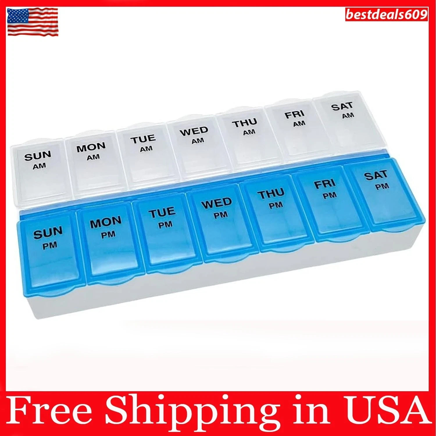 Weekly Pill Box Organizer 7 Day Medicine Storage Case 2 Times a Day Daily AM PM