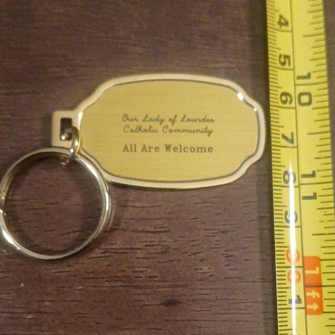 Our Lady of Lourdes Catholic Community Gold Metal Religious Key Ring