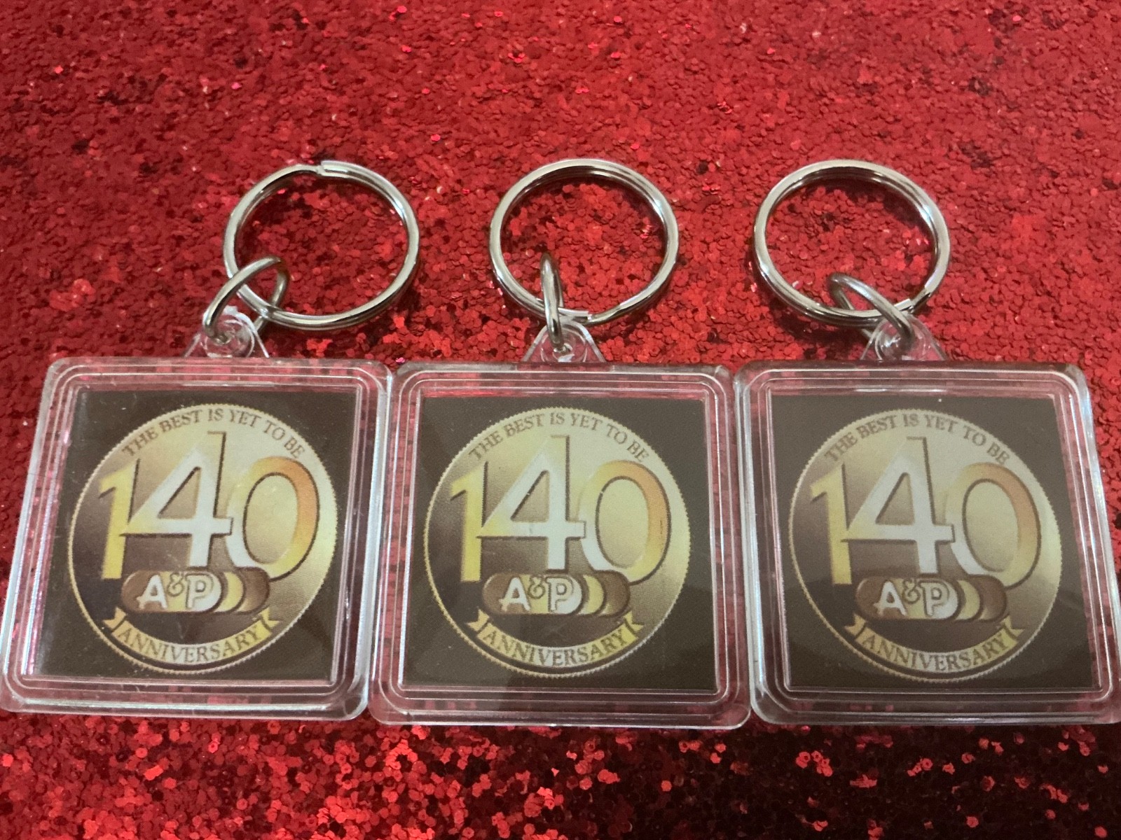 NEW Vintage A & P Supermarket 140 Year Anniversary Keychain Food Emporium on bac