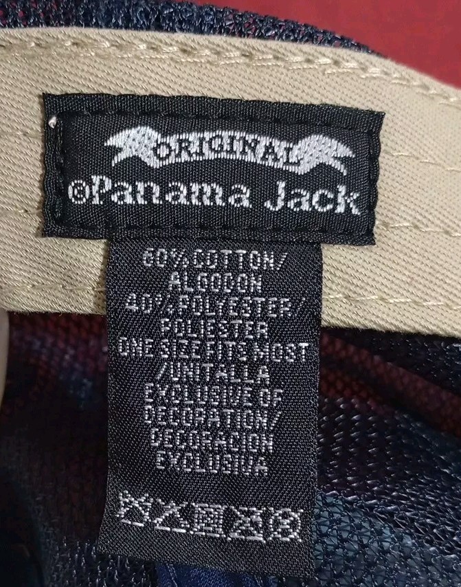 Vintage Panama Jack Rare USA American distressed Patch Flag Strap Hat Tan