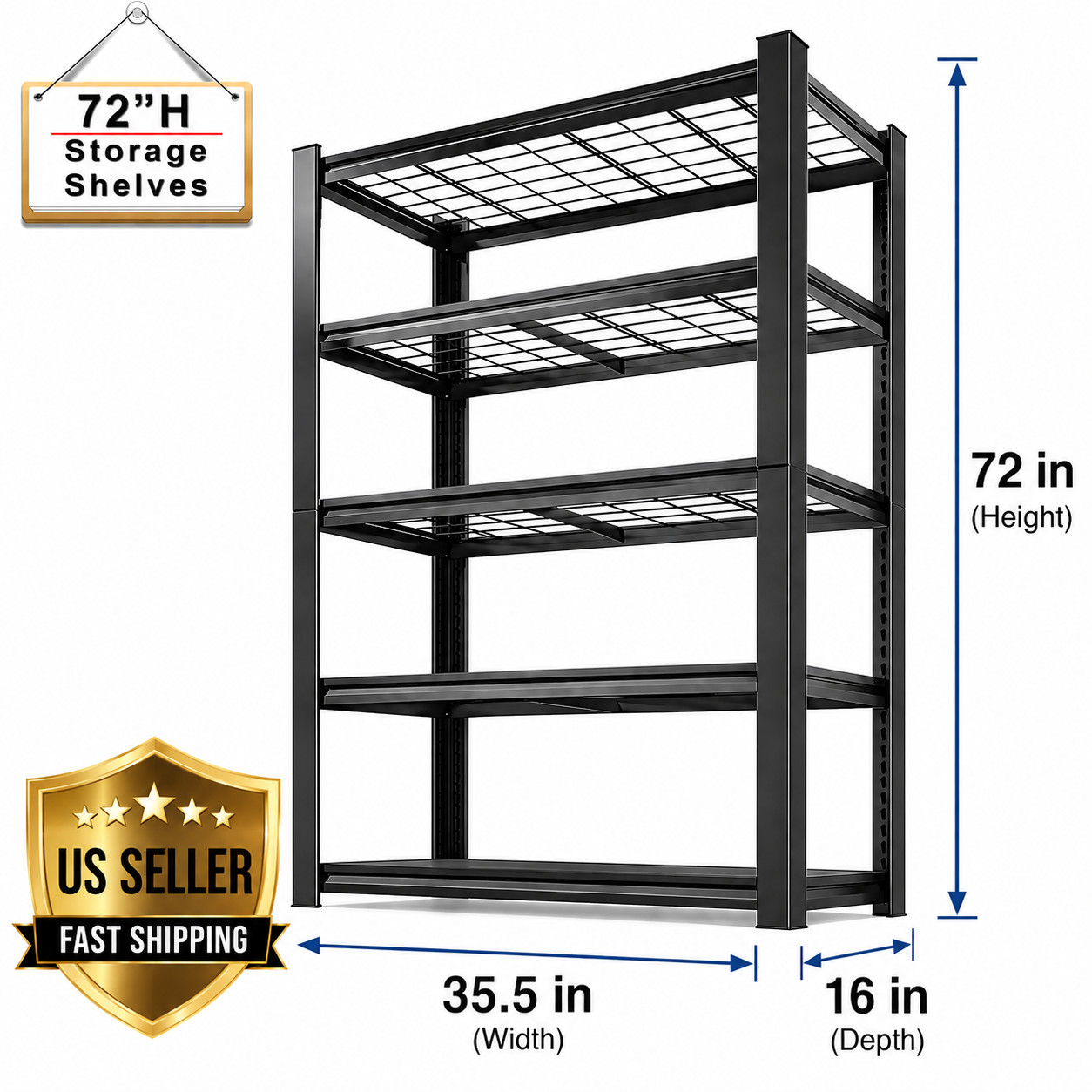 Commercial Grade 72" Adjustable Metal Double Layer Column Shelving, Utility Rack