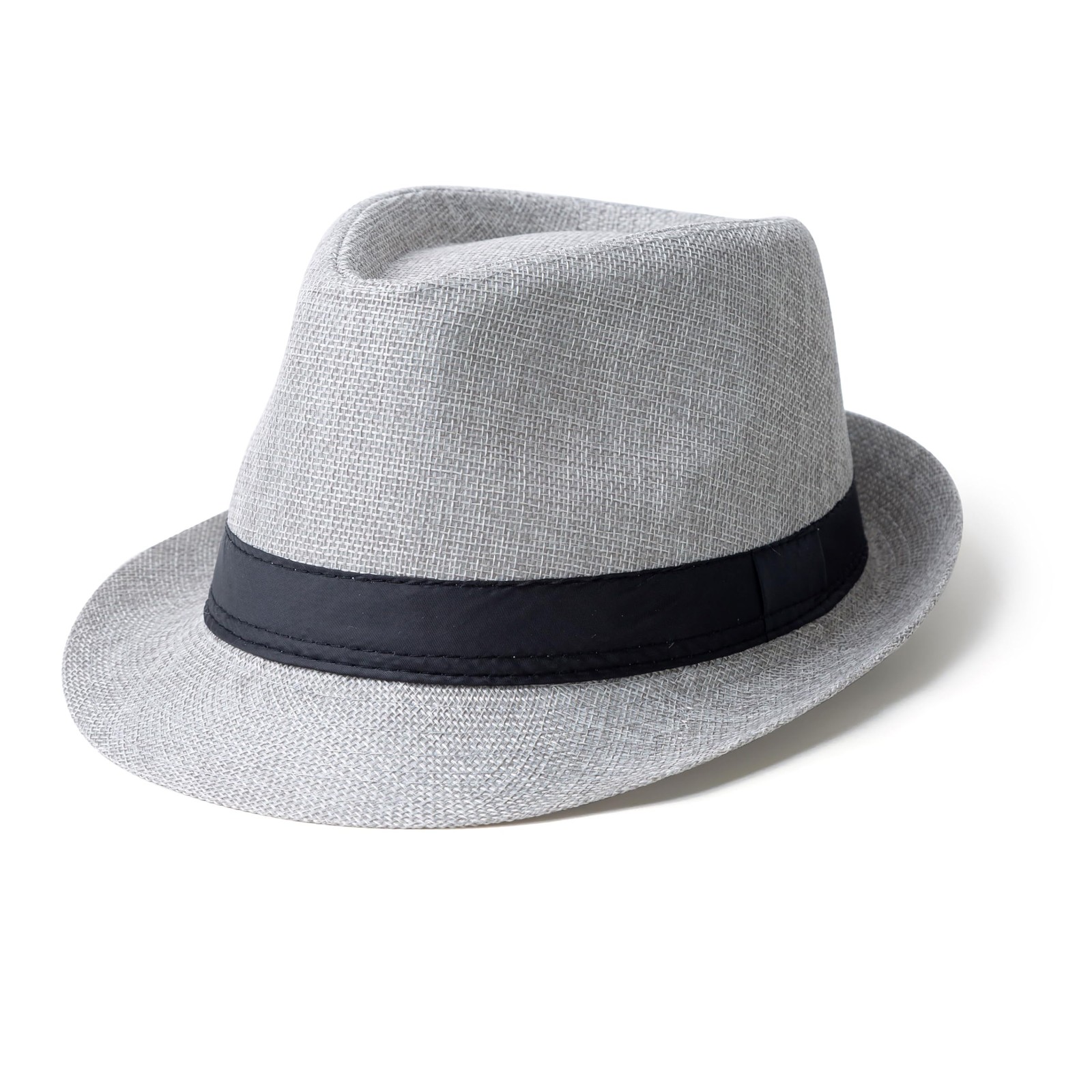 Classic Short Brim Fedora Hats Summer Beach Trilby Hat for Men Women with Bla...