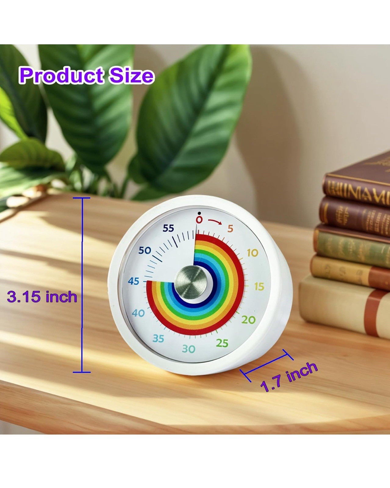 Keduzer Visual Timer, Kitchen Timer Rainbow Disk 60 Minute Countdown White