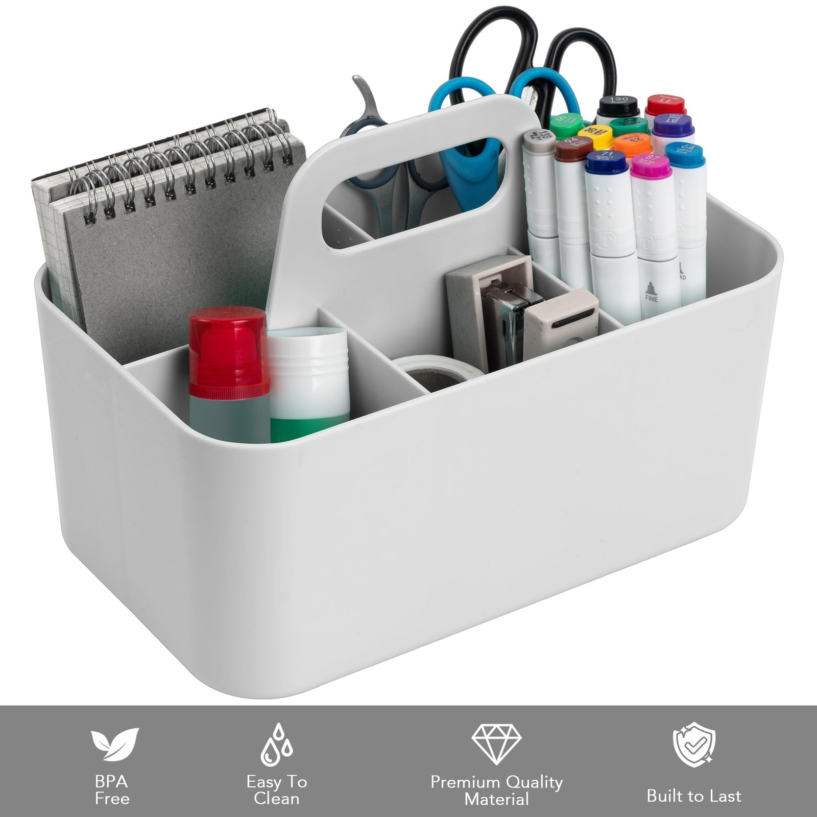 Tiawudi Multipurpose Caddy Organizer, Plastic with Rectangle, Gray