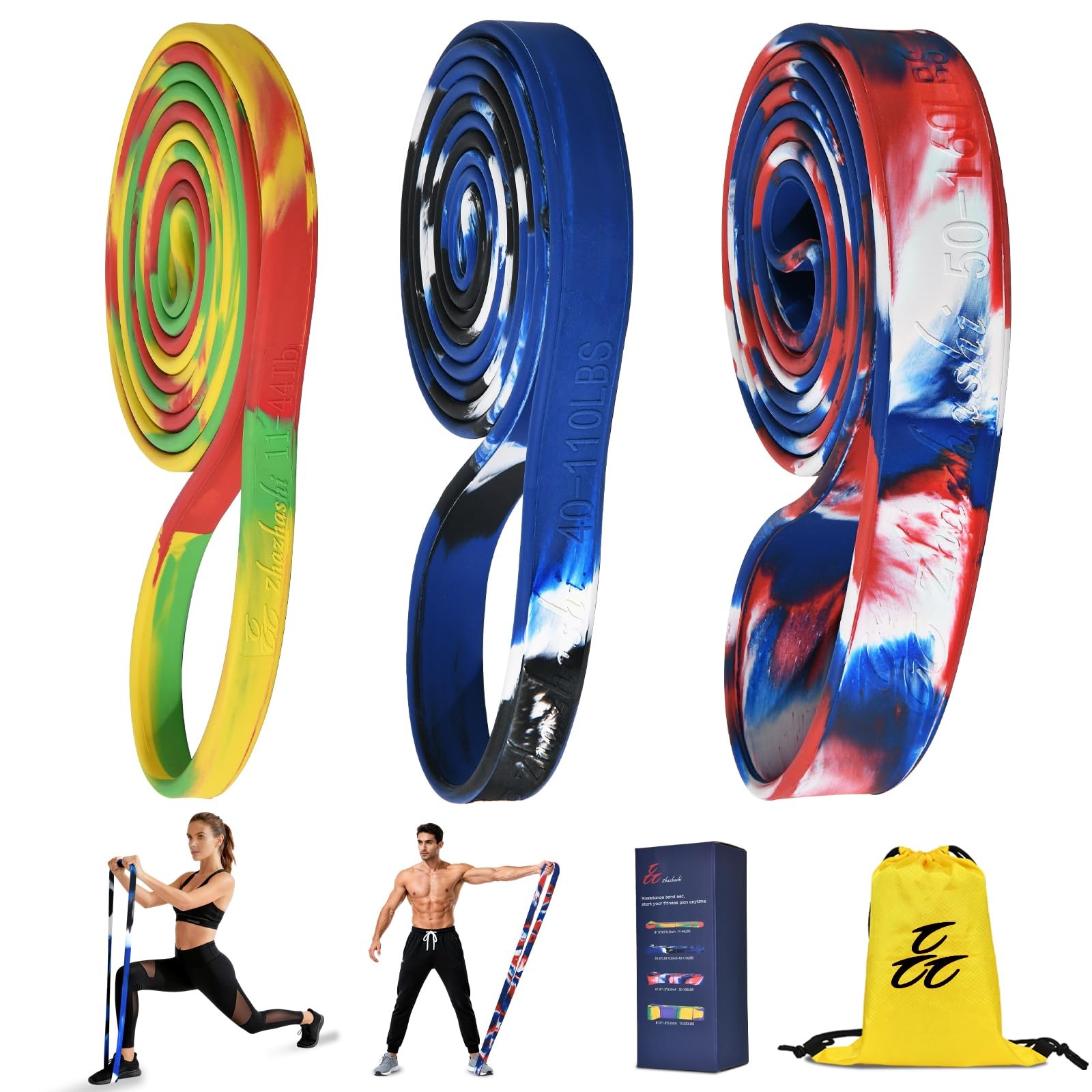 Camo Pull Up Assistance Bands, 3 Levels (11-160 lbs), 81.9 Inch Circumference...