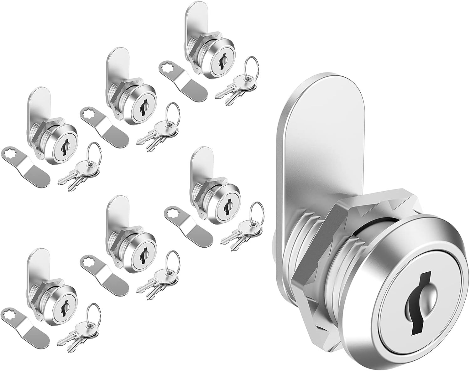 6 Pack Cabinet Locks with Keys, 5/8" Cam Lock Keyed Alike, Mailbox Lock Replacem