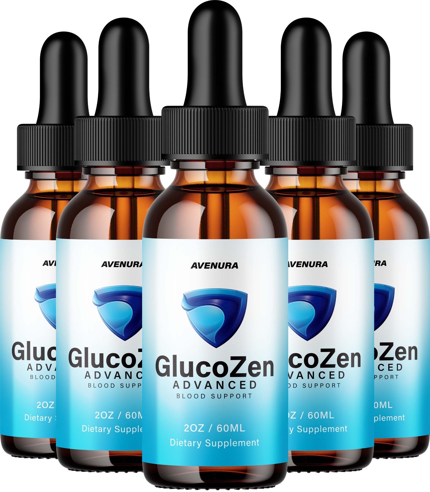 (5 Pack) GlucoZen Liquid Drops – Gluco Zen Drops Extra Strength Natural Blend