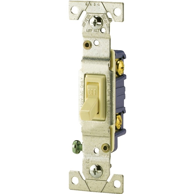 Eaton Wiring Devices C1301-7V Series Toggle Switch, Ivory, 15 A, 120 V, Push-In