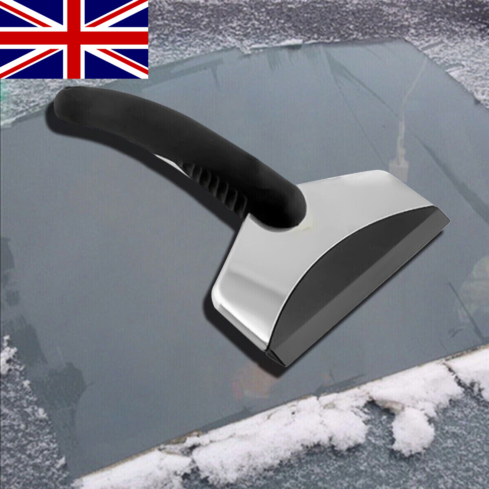 Stainles Steel plated Snow Remover Ice Scraper Car Windsheld Scrpr Tool Ruber UK