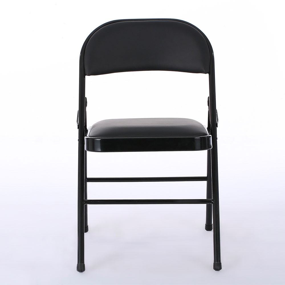 6pcs Elegant Foldable Iron & PVC Chairs for Convention & Exhibition Black