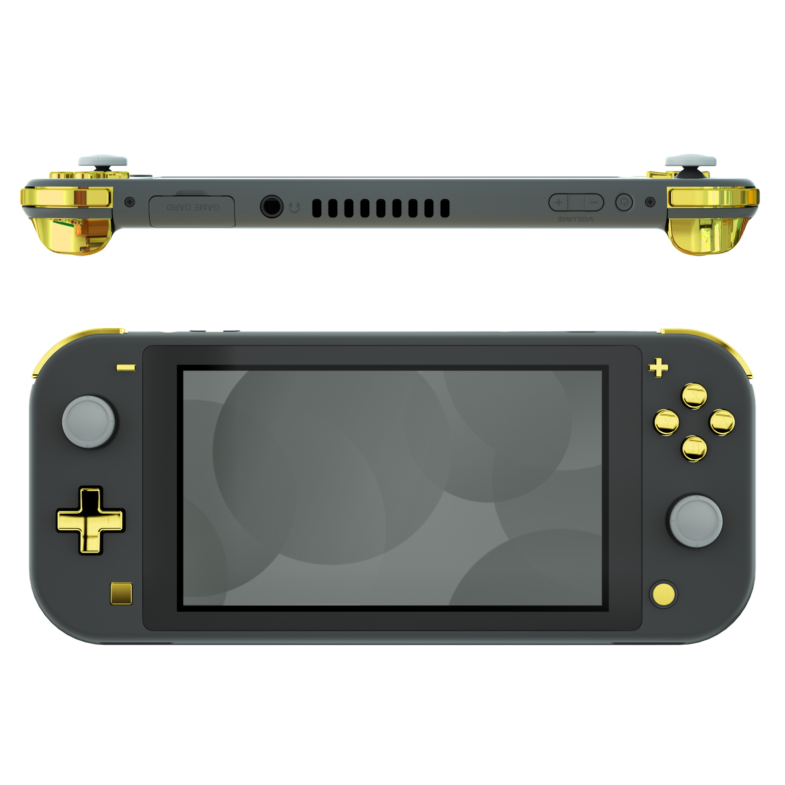 Chrome Gold Glossy Replacement Dpad ＆ Face Buttons for Nintendo Switch Lite