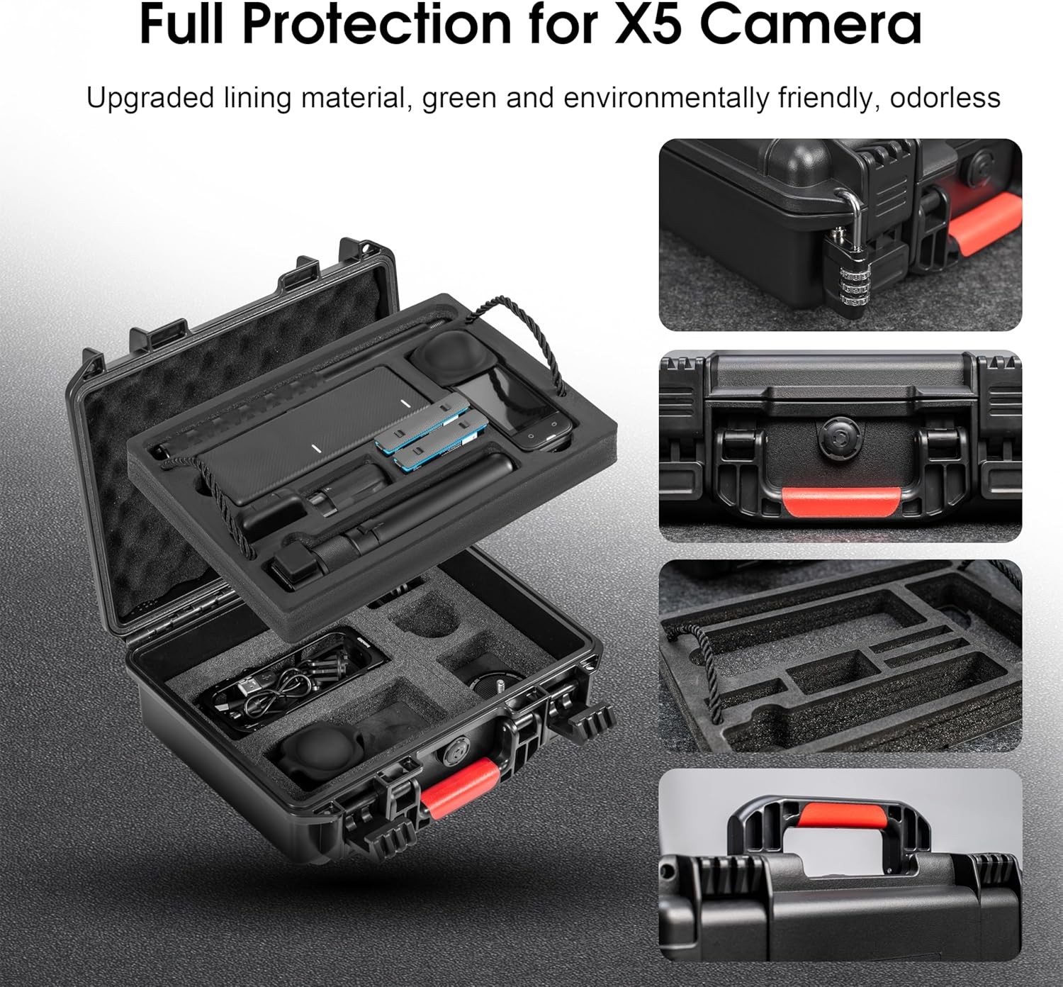 Waterproof Hard Case for Insta360 X5 Accessorie Double Layer Travel Carrying Bag