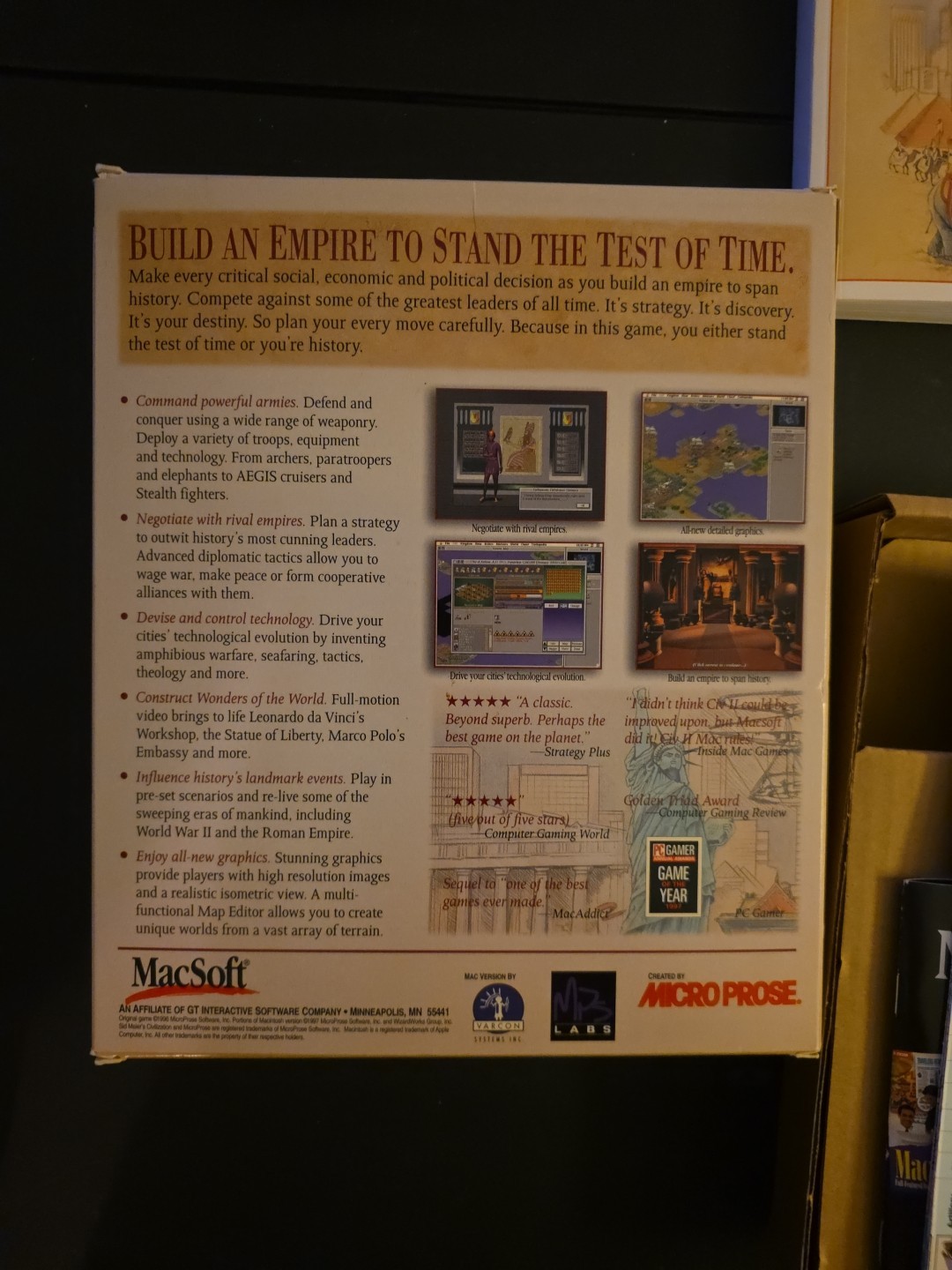 Sid Meier’s Civilization II-For Mac Computers-CD-Rom With Box Manual & Paperwork