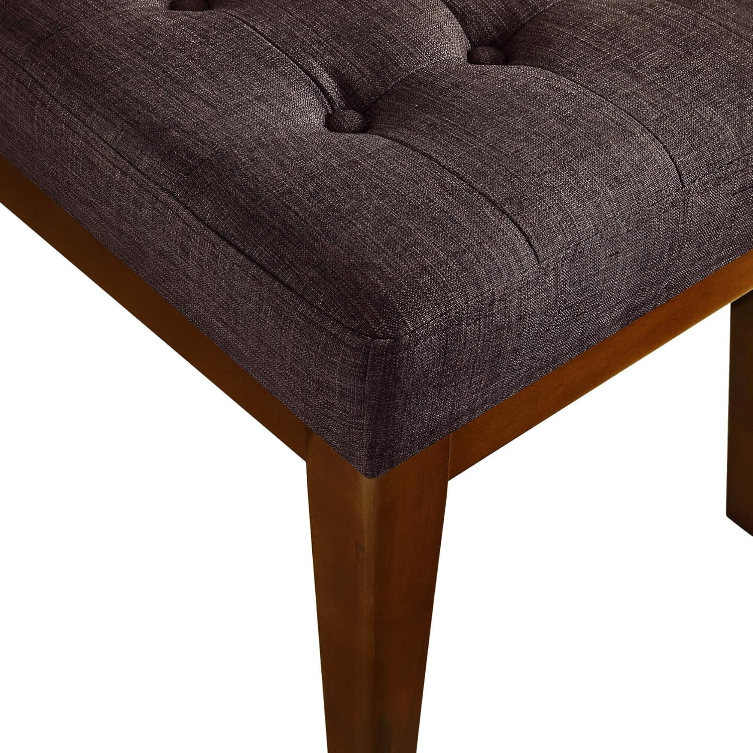 Claire Button Tufted Upholstered Bedroom Bench, Modern Fabric Padded Ottoman wit