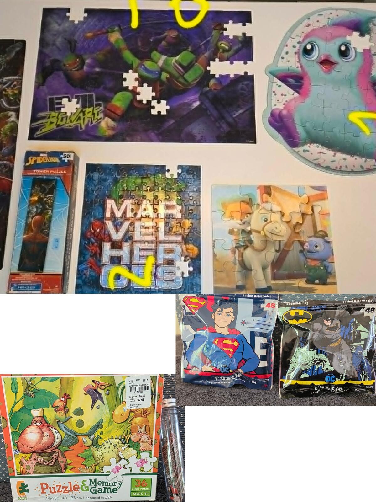 Puzzle Pieces Craft Lot Incomplete Kids Puzzles for Crafts & Junk Journals