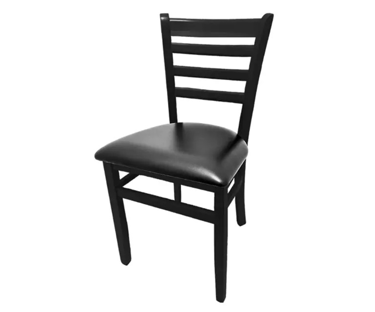 Oak Street Manufacturing Ladder Back Wood Chair w/ Black Finish & Vinyl Seat